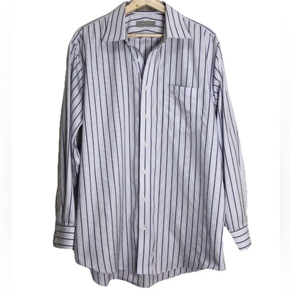 Nordstrom Purple Stripe Smartcare Dress Shirt Size 16.5/34